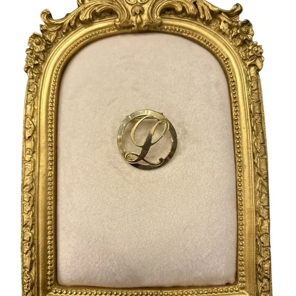 Letter L Brooch Initial Script Vintage Goldtone Alphabet Cursive Monogram Pin - Picture 7 of 7